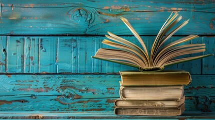 Poster - The stack of vintage books
