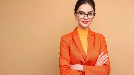 Wall Mural - The woman in orange suit