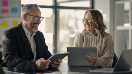 Canvas Print - The coworkers with digital devices