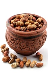 Poster - A bowl filled with peanuts on a white background