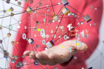 Fototapete - Connecting lines and dots.Big data visualization