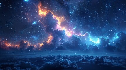Wall Mural - Nightfall Odyssey: Illuminating Cosmic Wonders