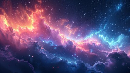 Wall Mural - Nightfall Odyssey: Illuminating Cosmic Wonders