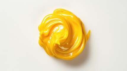 Aufkleber - A close-up shot of a yellow substance on a white surface, possibly related to food or chemistry