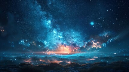 Wall Mural - Nightfall Odyssey: Illuminating Cosmic Wonders