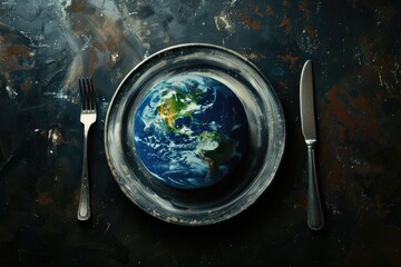 Poster - A image of a plate showing the Earth's surface, suitable for educational or scientific purposes