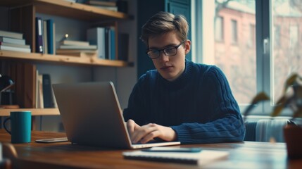 Canvas Print - The student at laptop desk