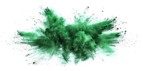 Poster - A vivid depiction of a green powder explosion against a pure white background