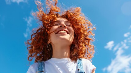 Wall Mural - The Happy Redhead Woman