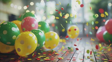 Wall Mural - The balloons and confetti