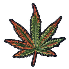 weed leaf embroidered isolated on transparent background png