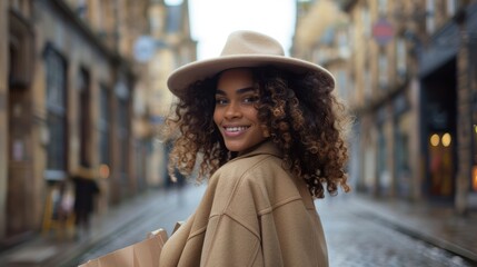 Canvas Print - The woman in beige hat