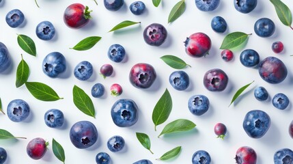 Wall Mural - The Blueberries and Green Leaves