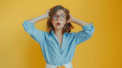 Canvas Print - The surprised girl in glasses