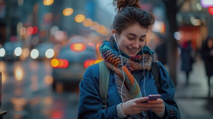 Canvas Print - The woman using smartphone