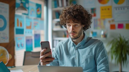 Canvas Print - Young Man Using Smartphone