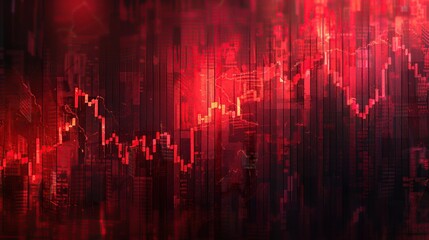 Wall Mural - Red Market Crash Stock Graph Abstract