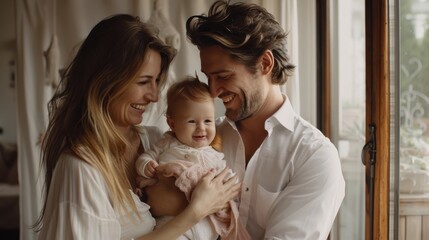 Canvas Print - The happy young family