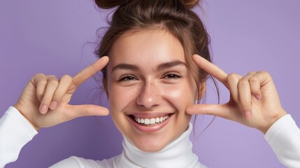 Sticker - The cheerful girl portrait