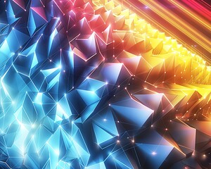 Poster - Abstract Geometric Background with Blue, Yellow and Red Colors