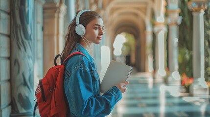 Canvas Print - The girl with headphones