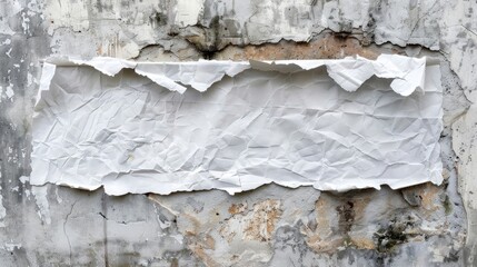 Poster - Concrete Texture White Paper Affixed to Weathered Wall