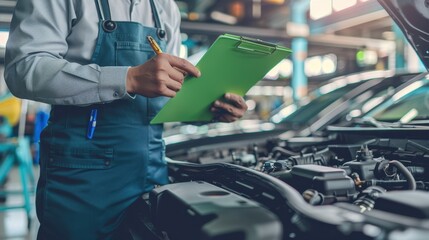 Canvas Print - The mechanic inspecting engine