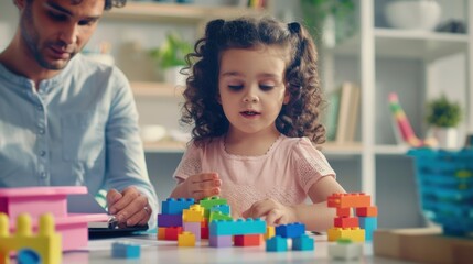 Canvas Print - The child playing with blocks