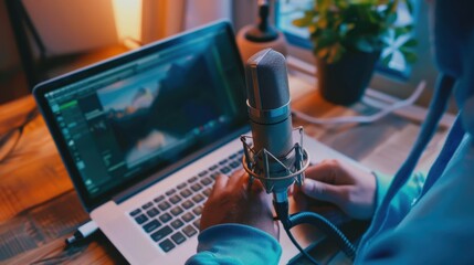 Wall Mural - The podcasting setup