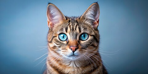 Wall Mural - Beautiful tabby cat with striking blue eyes, cat, blue, eyes, feline, pet, animal, tabby, fluffy, adorable, cute, domestic