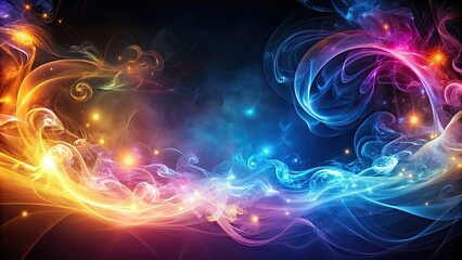 Sticker - Abstract background with glowing light and swirling smoke , abstract, background, glow, light, smoke, swirl, motion, design