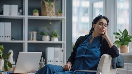 Wall Mural - The woman relaxing in office