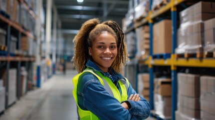 Wall Mural - The woman in high-visibility jacket