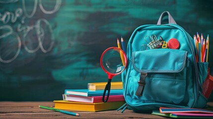 Poster - The backpack and school supplies