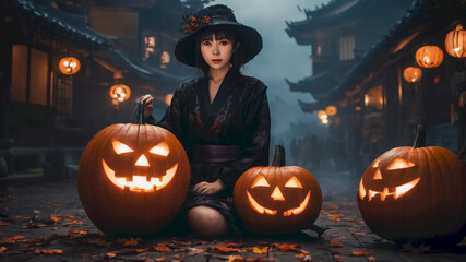 Cute Asian Girl Make Halloween Fashion