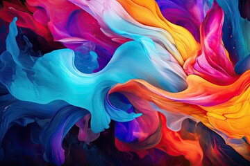 Wall Mural - a painting of a colorful swirl, Abstract swirls of vibrant colors representing chemical reaction