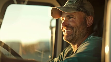 Wall Mural - The happy truck driver