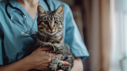 Poster - The veterinarian holding cat