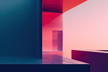 Fototapete - a room with a door and a window, minimalist abstract composition with subtle gradients