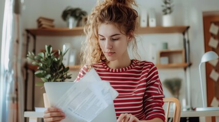 Canvas Print - The woman studying with laptop