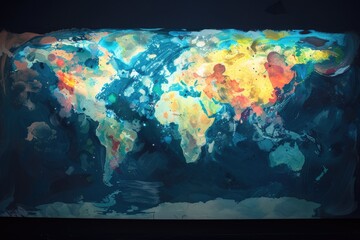 Poster - a map of the world at night, world map illuminated, showcasing the global reach of social justice initiatives