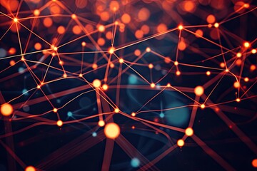 Leinwandbilder - a dark blue background with a network of dots, Interconnected pixels weaving seamless web of user experience