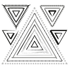 Wall Mural - Triangle frame set. Ornamental black patterns. Geometric vector shapes. Decorative design.