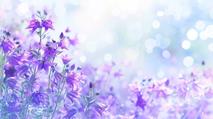 Wall Mural - Purple Flowers Blooming in a Soft, Dreamy Light