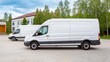 © Jirapron - Fleet of delivery vans departing a distribution center, enterprise, execution, coordinated transit