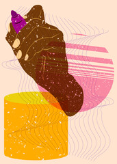 Poster - Risograph Hand writing with Felt Tip Pen, with geometric shapes. Objects in trendy riso graph print texture style design with geometry elements.