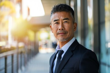 Wall Mural - Portrait of a good looking Asian middle aged businessman