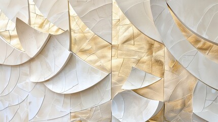 Canvas Print - The image is a collage of white and gold shapes