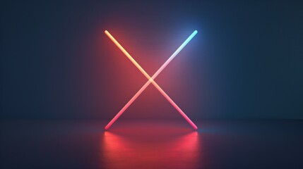 Poster - Abstract neon grid with glowing lines, modern digital art concept