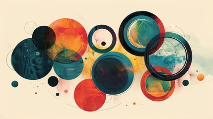 Poster - Modern graphic design uses circles to bring dynamism, harmony, and intrigue, evoking unity and continuity.